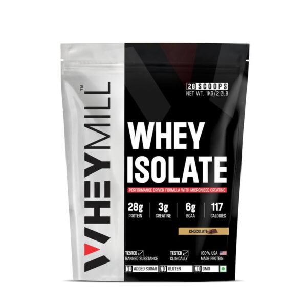 WHEYMILL 100% Whey Protein Isolate Easy Mixing,Low Carbs Whey Protein Isolate Supplement Powder With Creatine For Men,Women&Athletes(1 Kg/2.2Lb 28...
