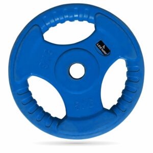 LEEWAY Color Rubber Coated Weight Plates (5kg X 2)| 31mm Hole Size Tri-Grip Plates for Barbell | Rubber Coated metal integrated Gym Weights for Strength Training & Home Workout (Multi-Color, 5kg Pair (5X2))