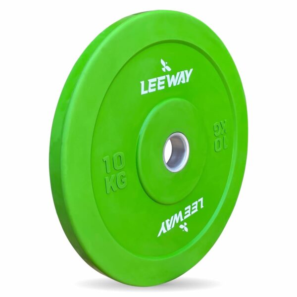 LEEWAY Color Rubber Bumper Plates 2.0, (10kg x 2)| Olympic Weightlifting Gym Rubber Bumper Weight Plates| Olympic Barbell Weight Plate| Standard 2inch/50mm Weight Plate (10kg Pair)