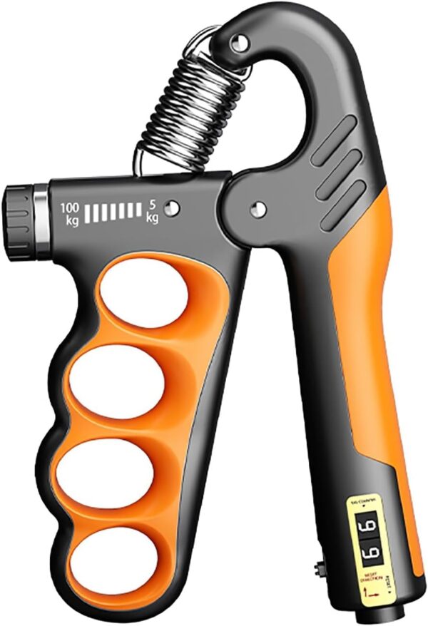 Leosportz Hand Grip Strength Trainer (100 kgs) - Forearm Strength Trainer Adjustable Gripper | New Improved Design for Heavy Strength Training (Orange, 100 kg)