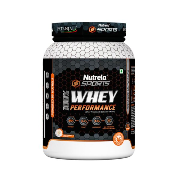 NUTRELA Sports Patanjali Whey Concentrate + Isolate Protein Powder - 1kg Vanilla Ice Cream | 24g Protein, 6.7g BCAA, 4.9g Glutamine With Digestive Enzymes