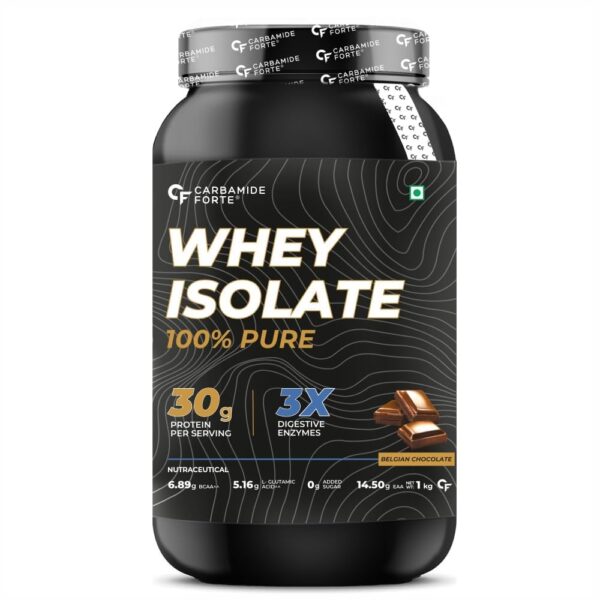 Carbamide Forte Whey Protein Powder Isolate |100% Pure Protein Powder for Men|30g Protein|3X digestive Enzymes|6.89g BCAA|14.50g EAA|No added sugar|Belgian...