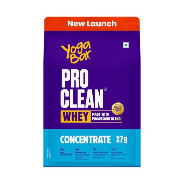 Yogabar ProClean Whey Protein Concentrate 1kg | 27g Protein per Serve | Unflavoured Whey Protein Powder | Clean & Light | Patented & Clinically...