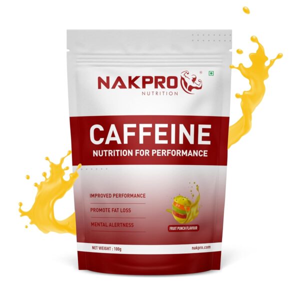 NAKPRO Caffeine Pre-Workout Energy Supplement Powder for Men, Women | Helps in increasing Performance, Focus and Endurance - 50 Servings (Fruit Punch, 100g)