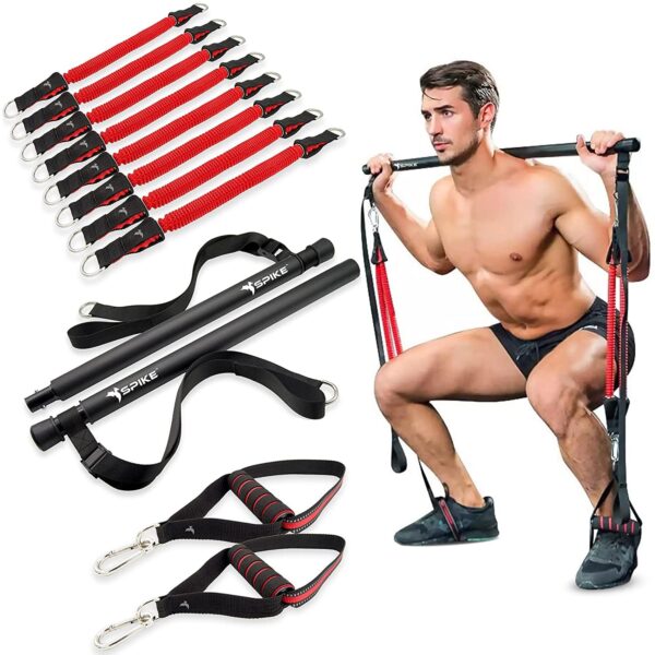 Spike Home Exercise Kit 8 Resistance Bands Set up to 200Kg for Chest, Abs, Legs, Shoulder, Biceps, Triceps, Gym Equipment Set for Home Gym Workout