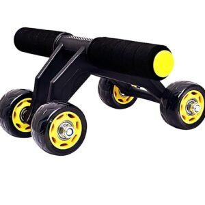 PRO365 Home Gym 4 Wheel Pro Advance Wheel Roller Abdominal Fitness Trainer And Stomach Exercise Machine Equipment Workout For Men & Women, Black
