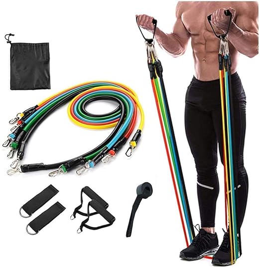 KHANAK ENTERPRISE |Resistance Exercise Bands With Door Anchor,Handles|Waterproof Carry Bag|Legs Ankle Straps For Resistance Training|Physical Therapy|Gym Equipment Set For Home Workout |Rubber