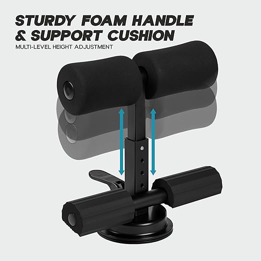 Konex Sit Up Bar for Home & Gym Workouts | Portable Abdominal Curl Exercise Equipment with Strong Suction Base | Ideal for Hips, Legs, Back, Abs & Core - Black